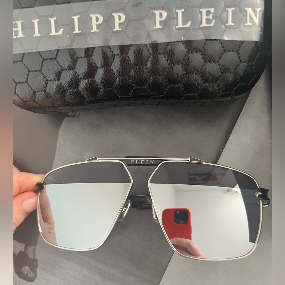 Philipp Plein Silver Aviator Sunglasses